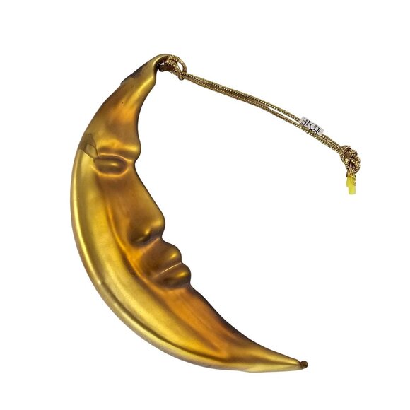 Vintage Department 56 Frosted Gold Mercury Glass Moon Ornament 5 1/2 inch - Picture 1 of 8